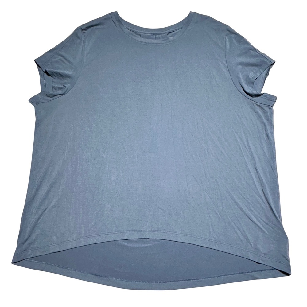 Athleta With Ease Tee Blue Gray Short Sleeve High Low Modal Blend Top Large